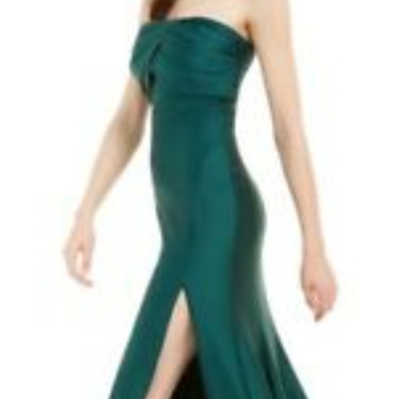 Jump Juniors Ruched Strapless Slit Gown - Picture 2 of 6